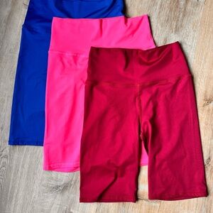 Women's Bike Shorts Set - Blue, Pink, and Red